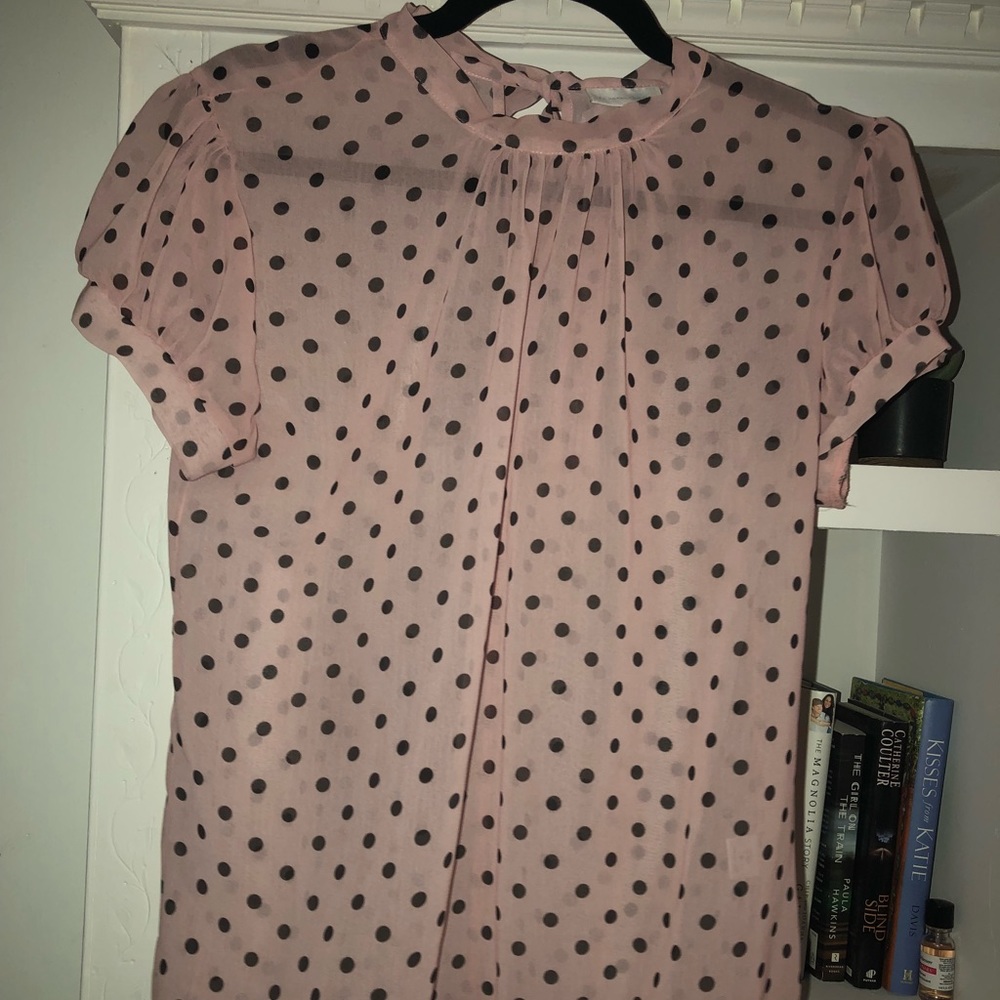 Pink and Black Polka Dot Top - Size Medium